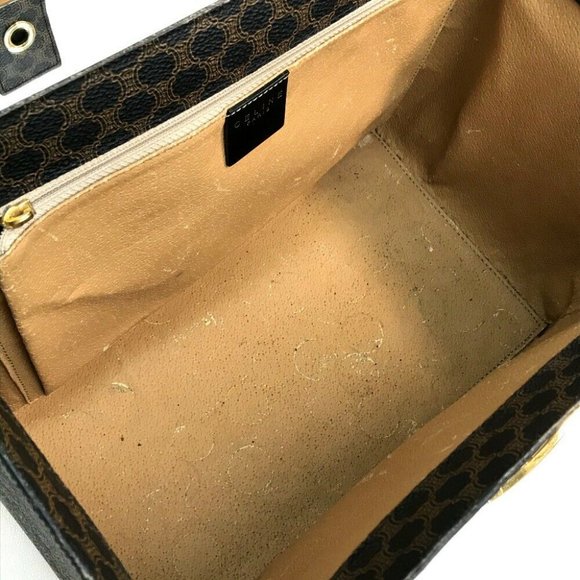 Authentic CELINE Logo Carriage Hardware Macadam Hand Bag Makeup box Vanity bag - Picture 3 of 8
